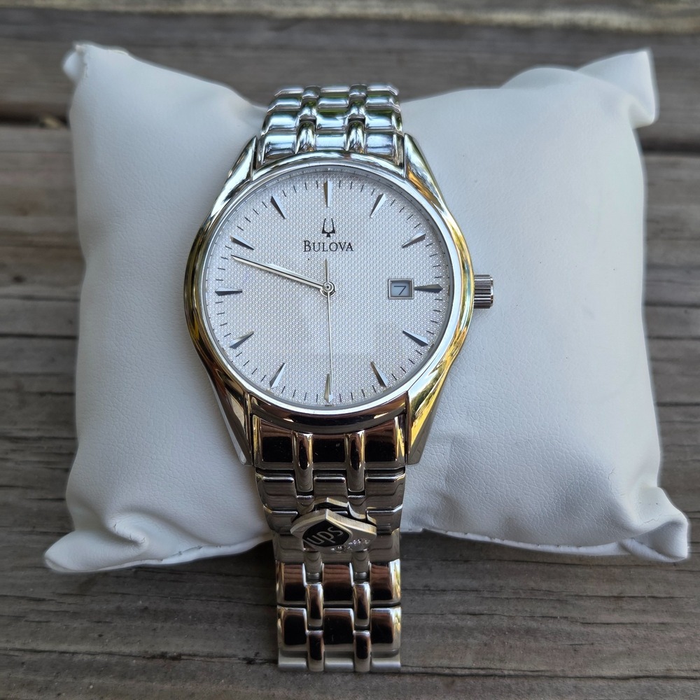 United Parcel Service BULOVA Men's Watch Stainless Steel 2 Diamond UPS Store EUC